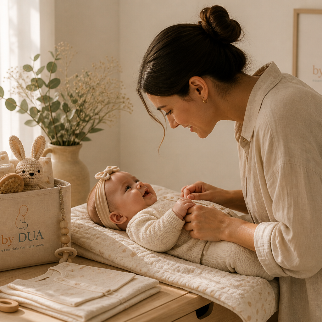 Mama mit Baby und Silikon-Beißring von by DUA Mama mit Baby und Silikon-Beißring von by DUA
